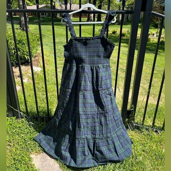 J Crew Tartan Plaid Cotton Smocked Tiered Midi Nap Dress NWT - Picture 6 of 10